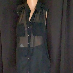 Sexy sheer sleeveless blouse size small